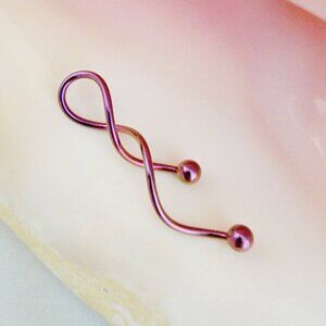 14G Purple PVD plated stainless steel twist industrial barbell NWT